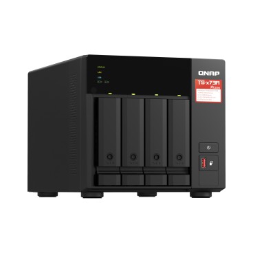 QNAP TS-473A NAS Tower Ryzen Embedded V1500B 8 Go DDR4 0 To QNAP Turbo System Noir