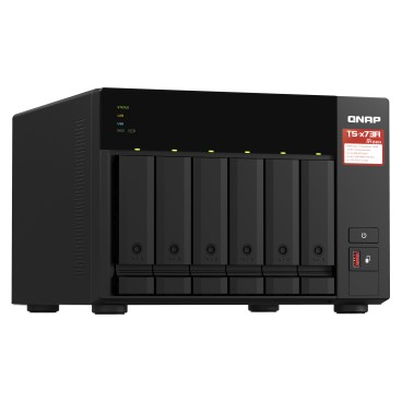 QNAP TS-673A NAS Tower Ryzen Embedded V1500B 8 Go DDR4 0 To QNAP Turbo System Noir