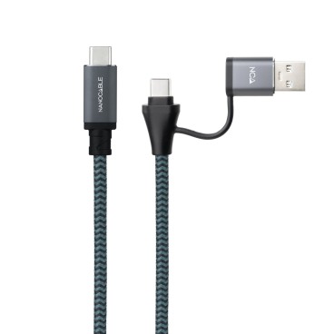 Nanocable Câble USB 3.2 Gen2X2 20Gbps 5A 100W, USB-C+USB-A M vers USB-C M, 1.5m